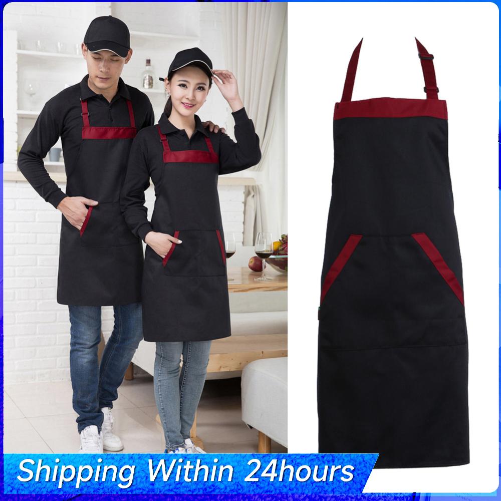 4Pcs Kitchen Apron with 2 Pockets Restaurant Apron Black Red Kitchen Bib Food Service Apron for Hotel Restaurant Kitchen China Mainland