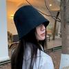 Wolle Bucket Hat für Damen im Herbst und Winter Doppelseitig Zweifarbig Koreanische Version Vielseitiger Fischerhut Japanischer Beckenhut Hut Trendy