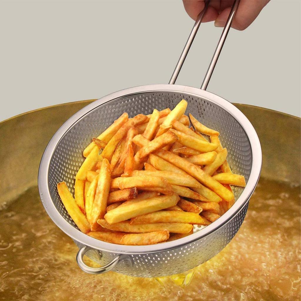 Effizientes Edelstahl-Netzsieb mit ergonomischem Griff Lebensmittelsieb für Spül-, Trocknungs- und Abseihenaufgaben