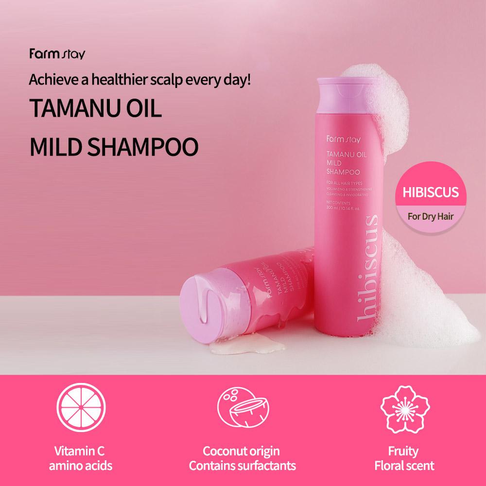 Farmstay Tamanu Oil Mild Shampoo Hibiscus 300ml