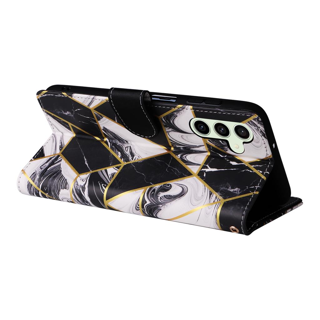 For Samsung Galaxy S24 FE Case Lacquered Marble Pattern Leather Phone Cover