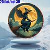 Magic Winged Witch Metal Round Sign Vintage 2D Flat Wall Decor 7.8x7.8 Inch Waterproof Aluminum Art Home Garden Cafe Bar Decor