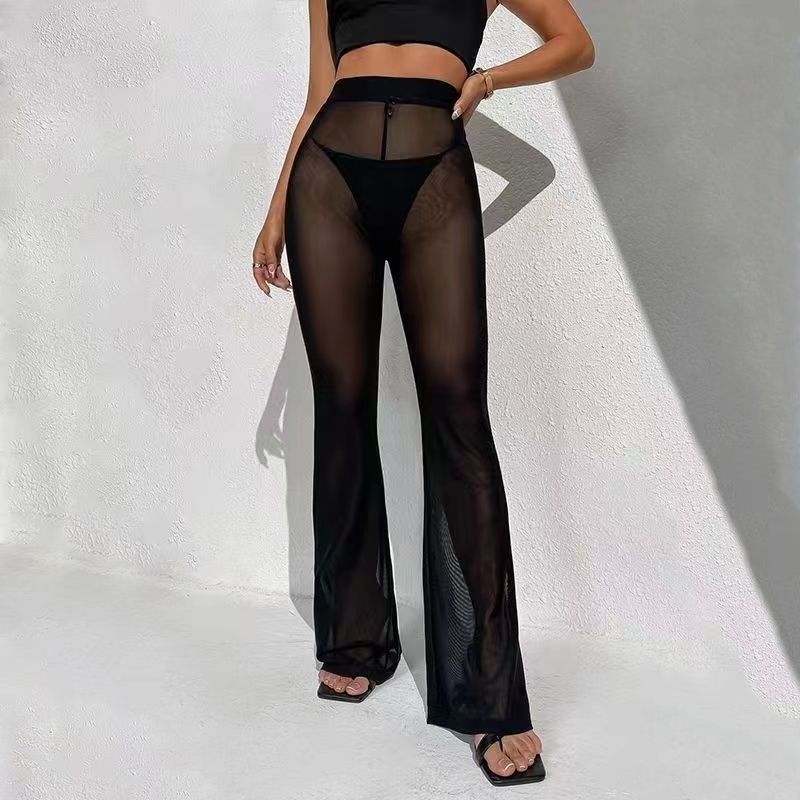 Transparent Mesh Open-stage Leggings for Both Men and Women Can Wear Bell-bottom Pants Mesh Bell-bottom Pants To Cover the Hips