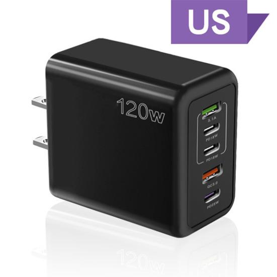 Charger 120W Mobile Phone Fast Charging Type-C US Plug PD/USB Multi-Port Safe Efficient Charging High Power Charger