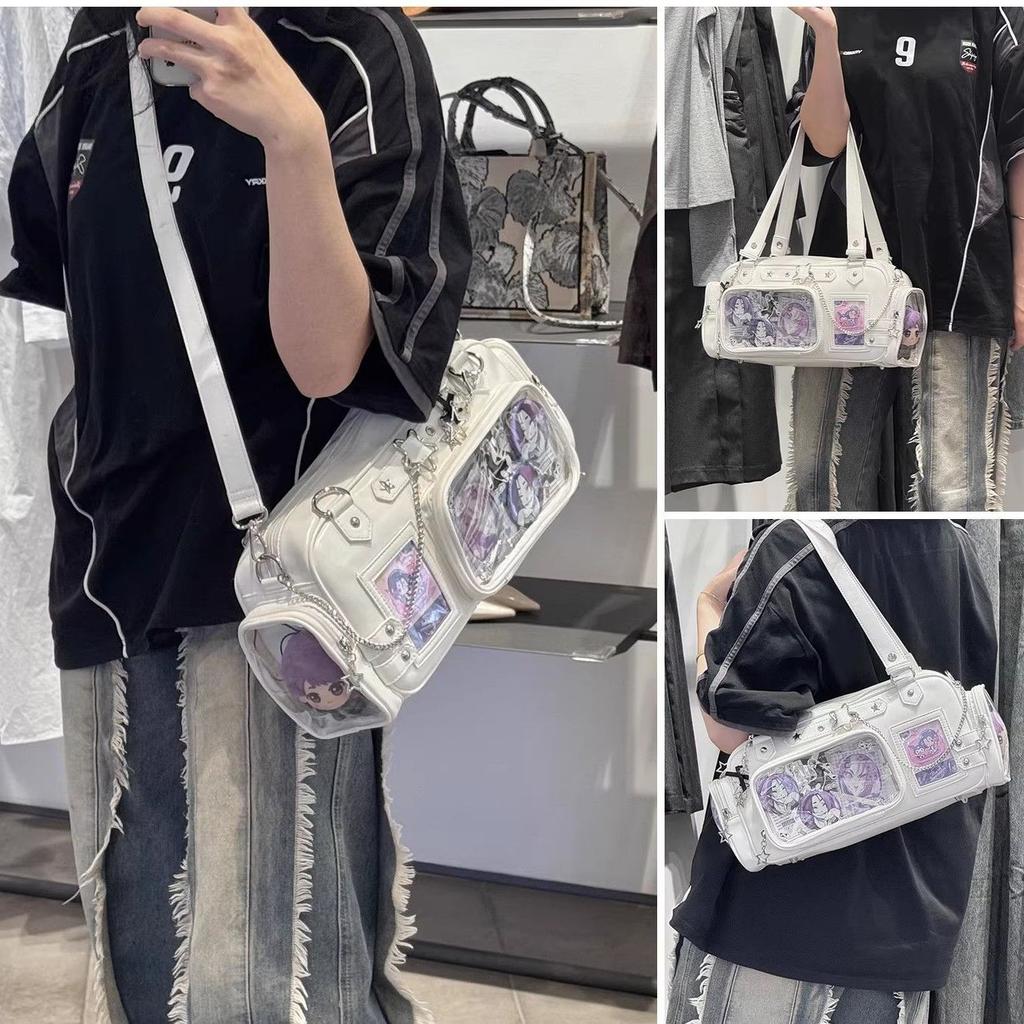 Star Chain Y2k Harajuku Shoulder Itabag Blue Lolita Girl Pain Bags Transparent Japanese Crossbody Bag New Concert Korean Handbag