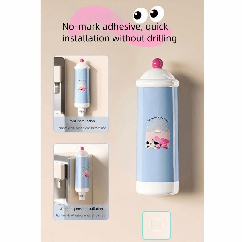 Wall-Mounted Automatic Cup Dispenser Dust-Proof Paper Cup Storage Rack Bar Counter