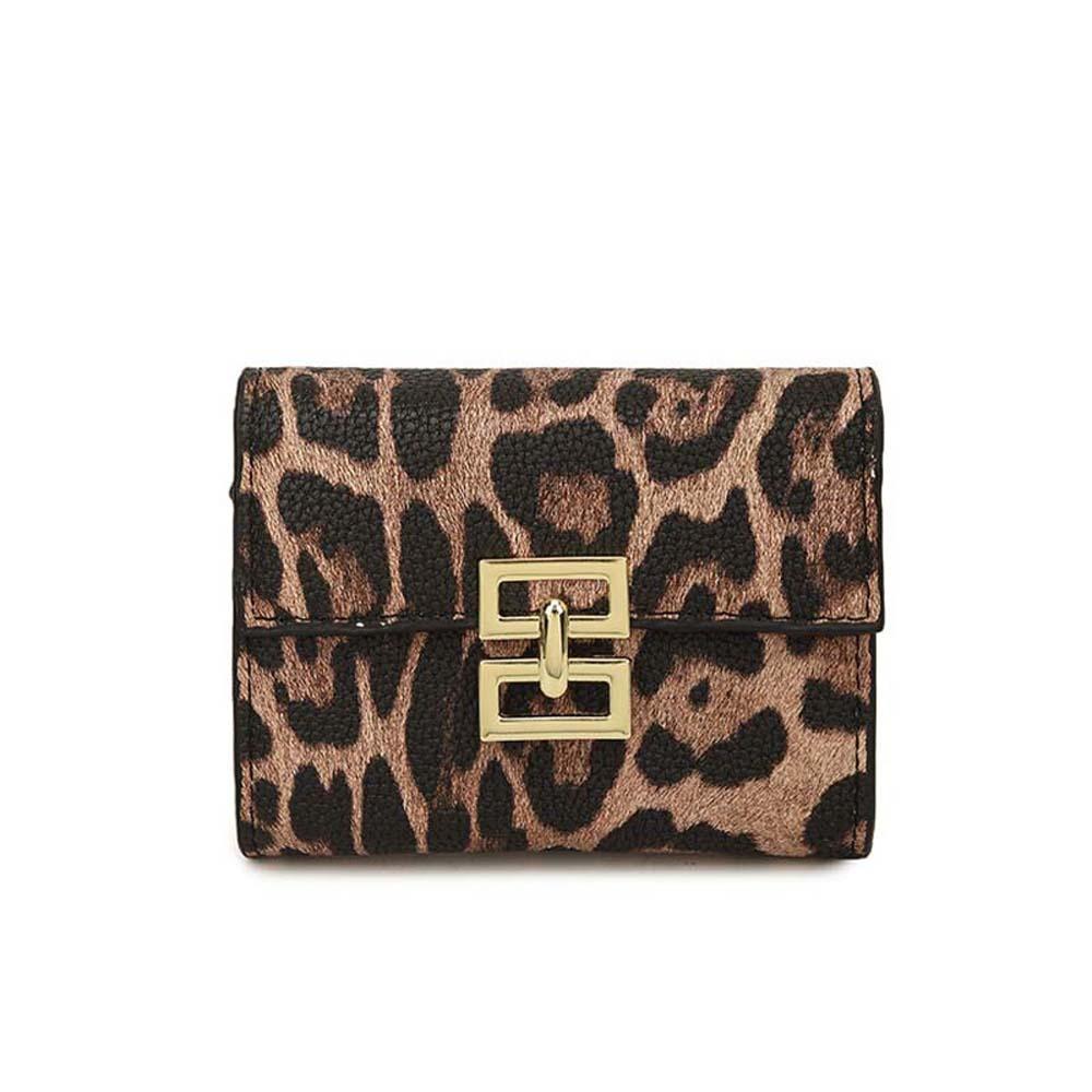 Texture Short Square Purse Portable PU Card Bag Versatile Leopard Print Wallet  Shopping