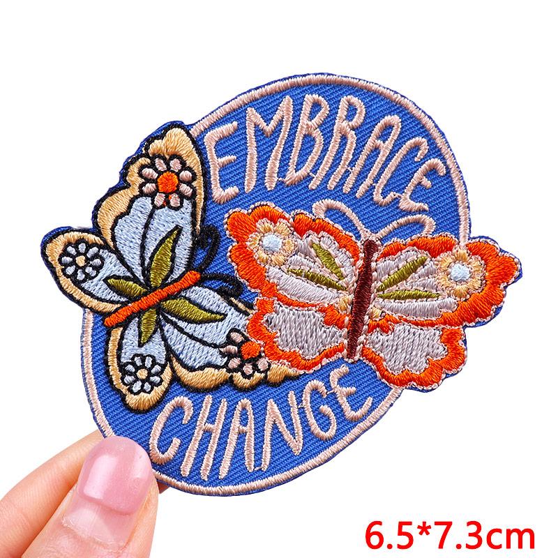 Cartoon /Letter Patch Positive Letter Slogan Embroidered Patches For Clothes Iron On Patches For Clothing Jackets Sew Diy 