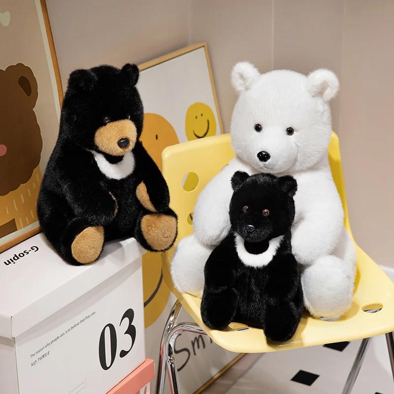 New Premium Quality Black Bear Plush Stuffed Animals White Polar Bear Plush Toys Cuddle Gifts for Children Christmas Birthday