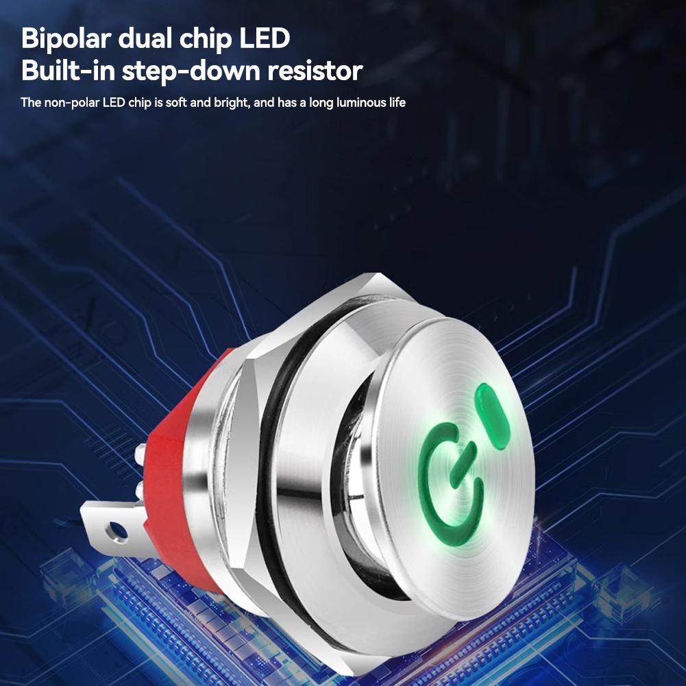 22mm Metal Car Toggle Switches Button Rocker Switch Stainless Steel 12V 20A Self-locking Two Positions ON-OFF 3 Pins