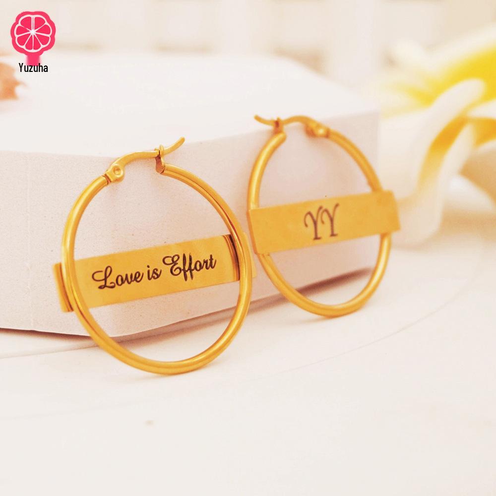 Stainless Steel Personalized Name Engraved Earrings - Perfect Gift for Christmas or Mother's Day