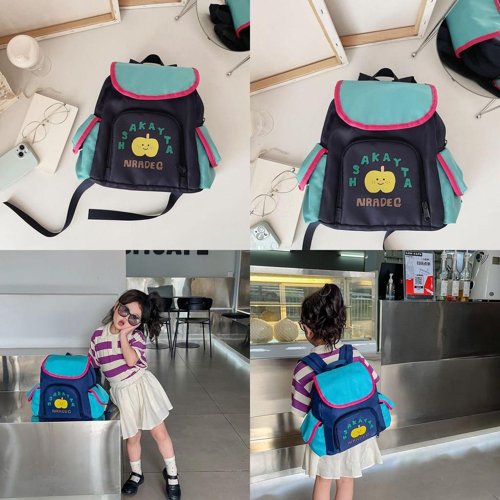 Stylish Colorful Letter Design Canvas Backpack For Kindergarten Kids School Use