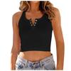 Women's Fashion Casual Solid Color Crewneck Button Sleeveless Crop Sexy I-top Vest