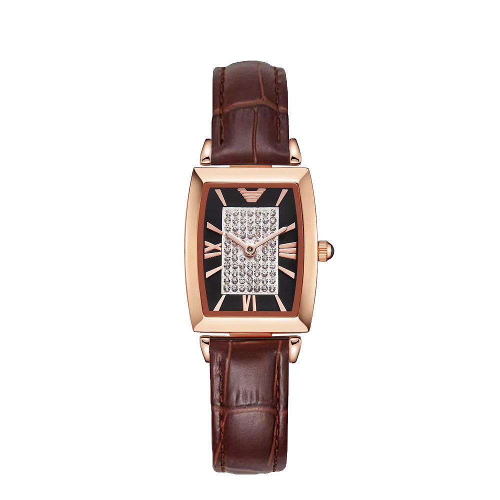 Oushijia New Square Diamond Women's Roman Minimalist Tonneau Quartz Watch