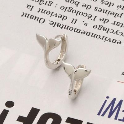 925 Silver Whale Tail Hoop Earrings