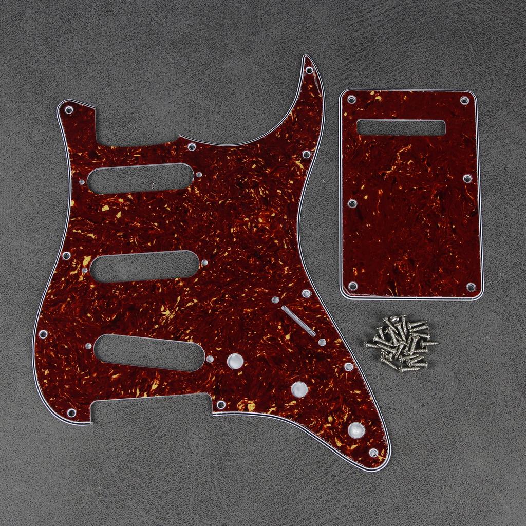 FLEOR Set of 11 Hole ST Guitar Pickguard SSS Scratch Plate Back Plate & Screws for Electric Guitar Parts