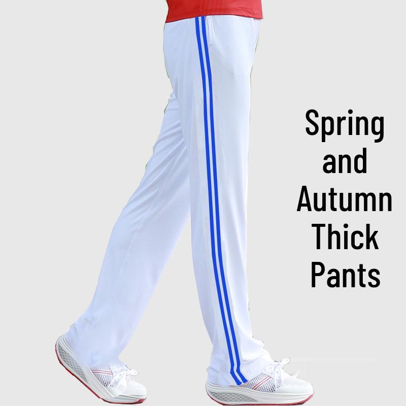 Unisex Weiße Sporthose aus Milchseide - Lang, gerade geschnitten für Frühling/Sommer, Tanz & Fitness Men 2XL (125-145 lbs) white