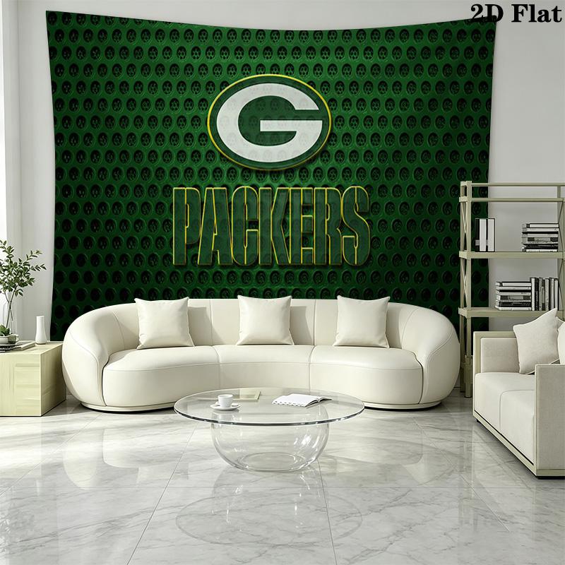 Green Bay Packers Logo Wall Tapestry Aesthetic Wall Hanging Printed Fabric Blanket Decorative Tapestries for Bedroom Living Room Home Decor