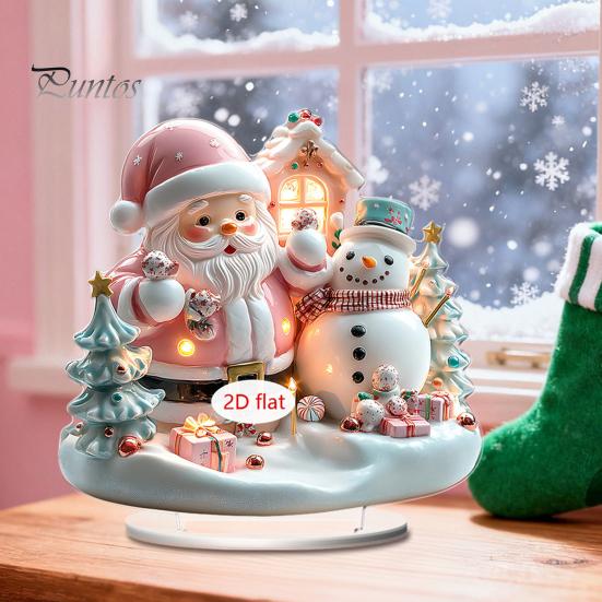 Christmas Party Supplies 2D Acrylic Angel Figurine with Warm LED Lights, Glowing Holiday Tabletop Decorative Signs Decor for Home Living Room