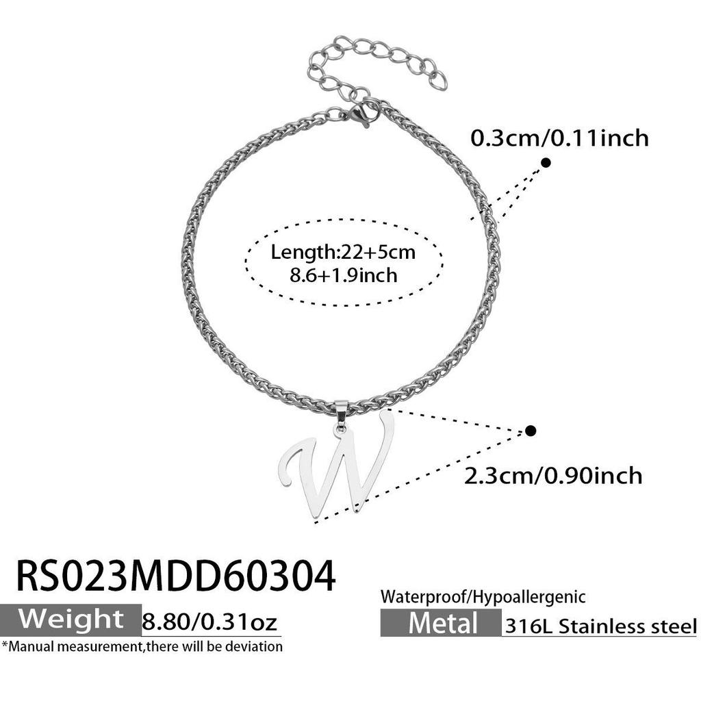 26-Letter Pendant Anklet: Stainless Steel Simple Design Foot Jewelry