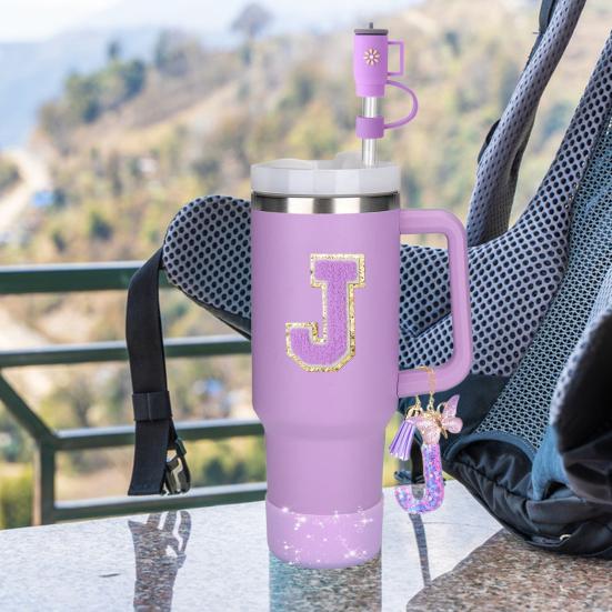 7Pcs Cup Accessories Set for 30/40oz Tumbler Silicone Straw Lid Spill-Proof Stoppers Handle Charm Initials Sticker Durable Personalized Mug