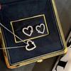 S925 Sterling Silver Heart Stud Earrings & Necklace Set - Women's Korean Style, Simple & Exquisite Douyin Xiaohongshu Fashion.