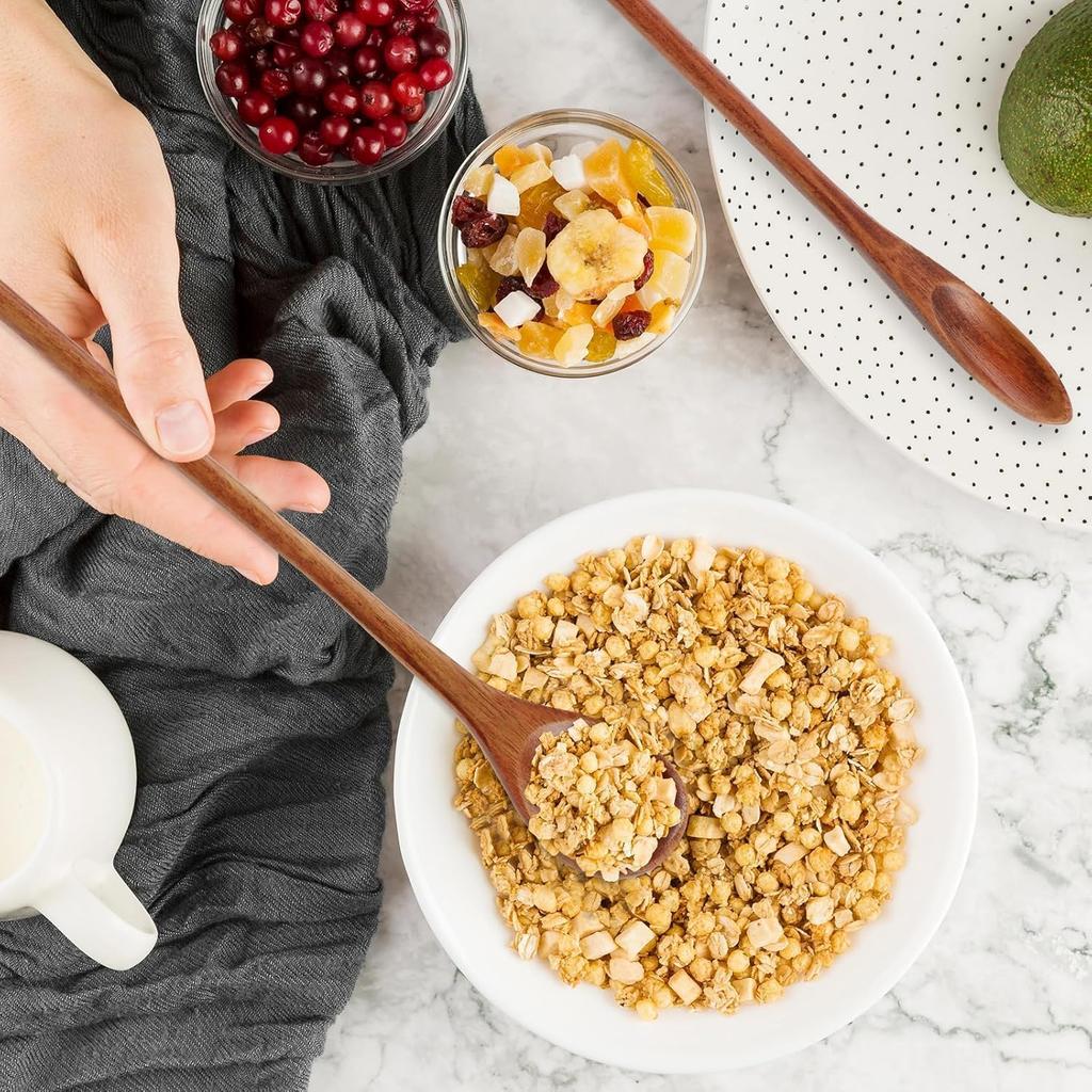 4 Pcs Small Wooden Spoon, Wooden Coffee Spoon, Long Handle Wooden Ice Tea Spoon, Handmade Wooden Mixing Honey Spoon for Team Jam Dessert Honey