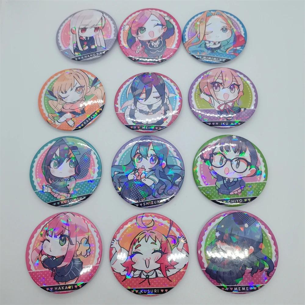 100 Girls You Cartoon Anime 58mm Laser Brooch Pin Characters Yoshimoto Shizuka Eiai Nano Pendant Jewelry