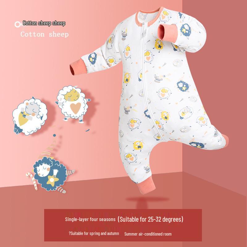 

IDBABY Бавовняний спальний мішок для немовлят з розділеними ніжками – Всесезонний дизайн проти здригання та проти перекидання для весни та осені. S (Recommended Height Up to 80CM)