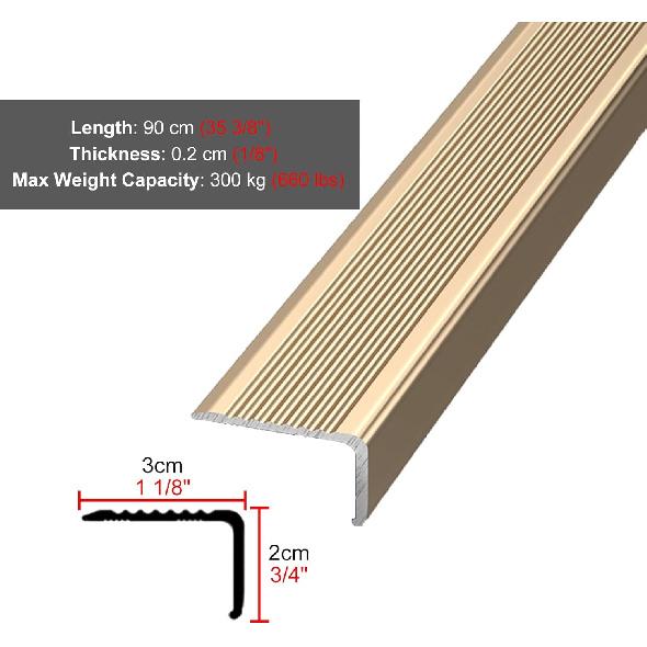 Stair Nosing Indoor Non Slip Stair Nosing, Aluminum Stair Edge Protector with Grooves, Outdoor Staircase Edging for Wooden Steps/Concrete/Carpet