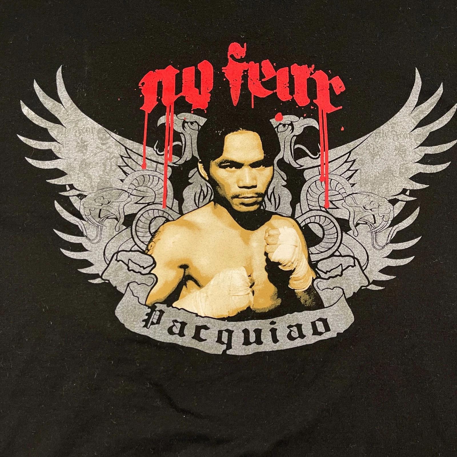 Винтажная боксерская футболка NO-FEAR Manny Pacman Pacquiao 90-х годов XL 23x29 Черная Редкая M