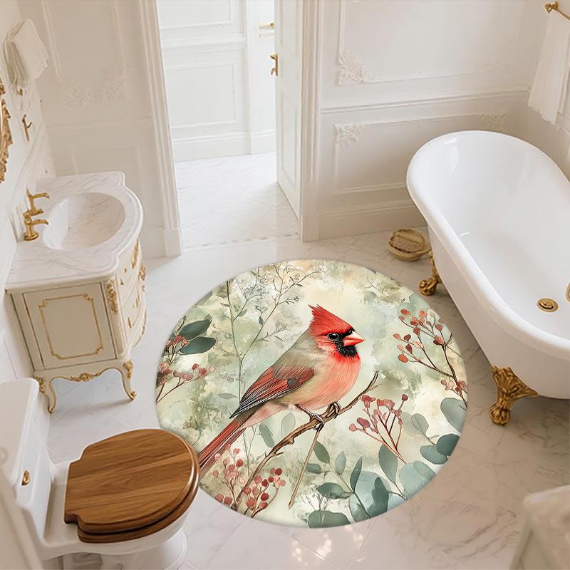 Leaf Bird,Round Area Rug,Carpet Rug for Living Room Bedroom Sofa Playroom Decor,Non-slip Floor Mat