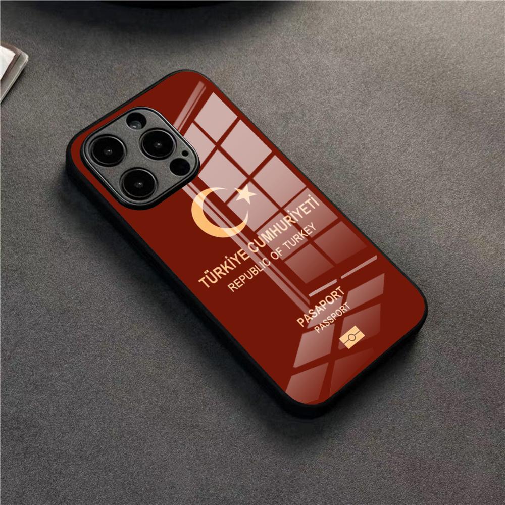 Turkey Passport Phone Case For 17 Pro Max IPhone 16 Pro 14 12 11 13 Mini X XR XS 15 Plus SE Glass Cover