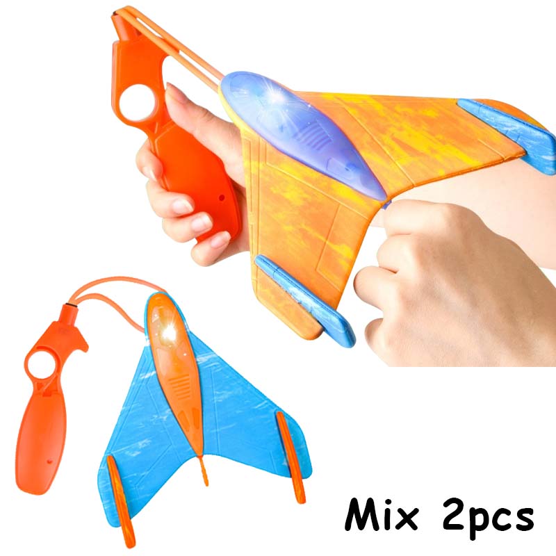 Children's Catapult Foam Aircraft Toys Safety EVA Boomerang Flying Glider Parent Kids Outdoor Sports Sound Light Flying Disc Toy