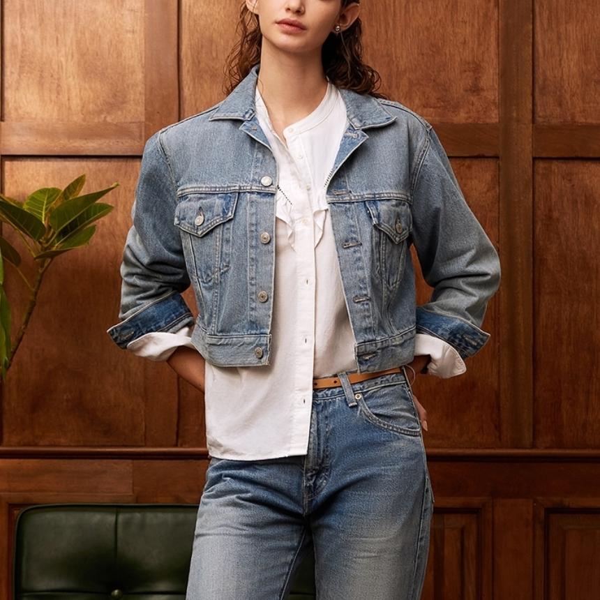 Levis Comfortable Versatile Long Sleeve Denim Jacket Women Outerwear Blue A9139-0000