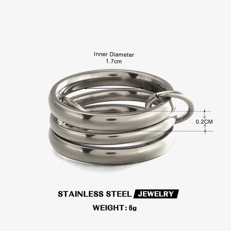 Hip Hop Multi-Layer Plain Circle Stainless Steel Ring for Women Fashion Stackable Index Finger Rings Personality Party Jewelry