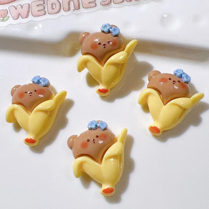 10 Pcs New Mini Cute Cartoon Bear Cake Ice Cream Series Resin Scrapbook Diy Jewellery Hairpin Decorate Accessories Craft A87