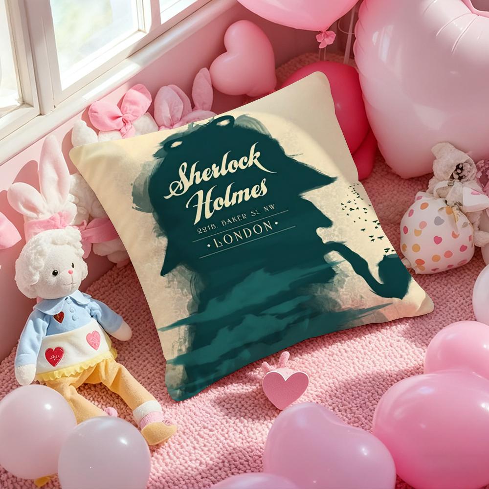 TV S-Sherlock H-Holmes Classic Cushion Cover Pattern Printed Pillowcase for Living Room Sofa Cushion Cover & Bedroom Decor