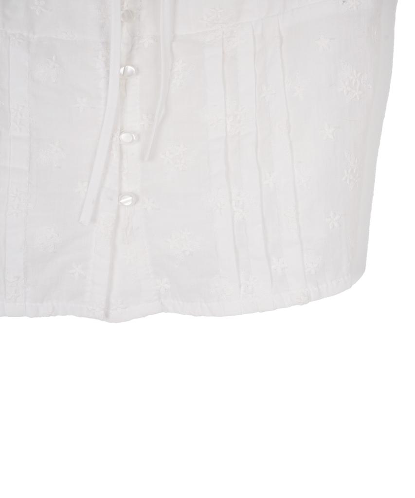HIGH SCHOOL DISCO Flower Embroidered Crop Blouse White