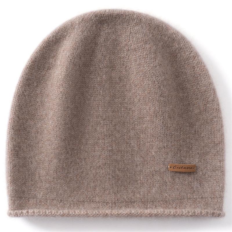 % Cashmere hats for men and women to keep warm in autumn and winter, stacked cold hats, medium and thick fashion ear protectors, knitted bilateral ha
