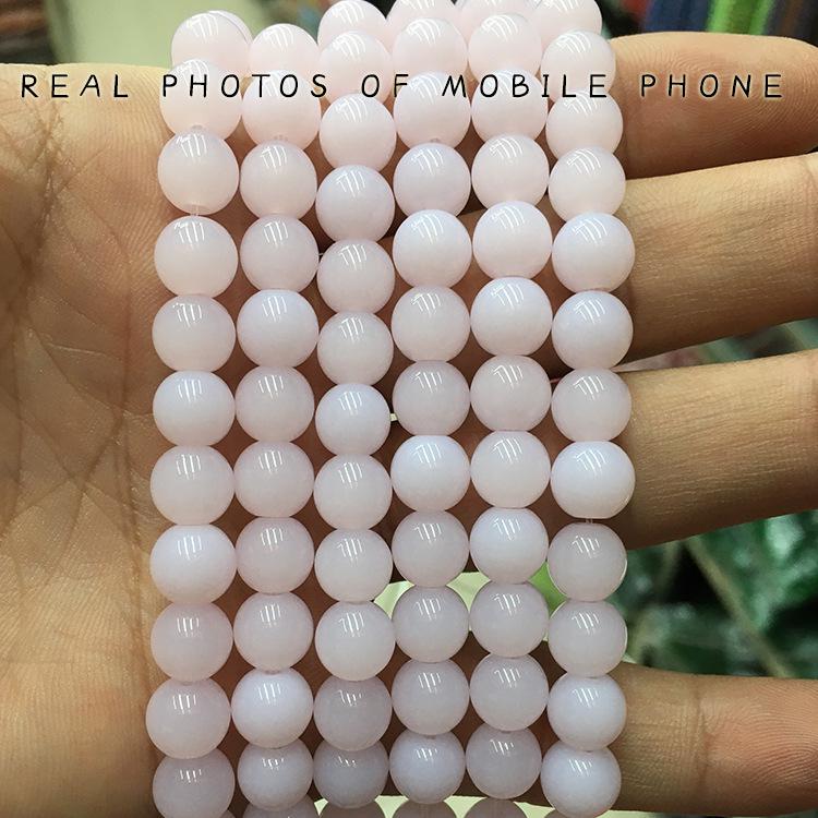 Pink Jade Glass Beads: Natural Crystal Stone Jewelry Accessories for DIY Beading