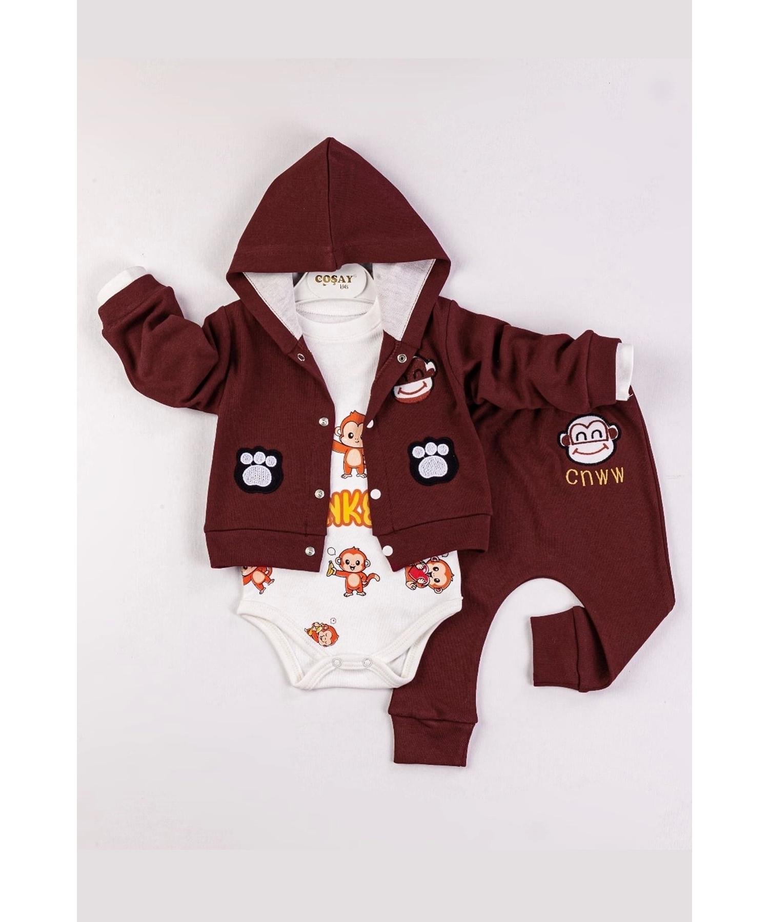 

Комплект для мальчика с капюшоном и вышивкой обезьяны