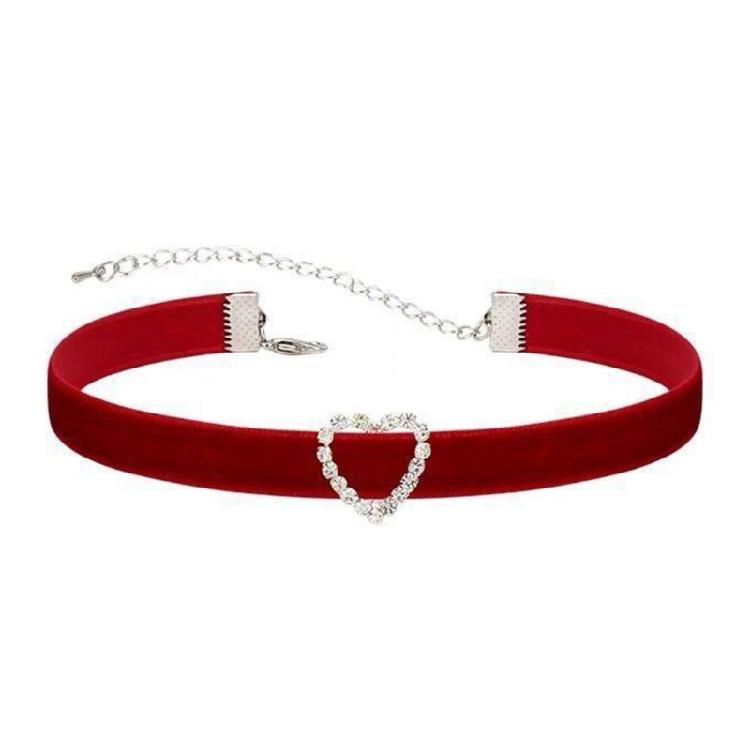 Aesthetic Heart Collar Chain Necklace Velvets Choker Soft Velvets Heart Choker