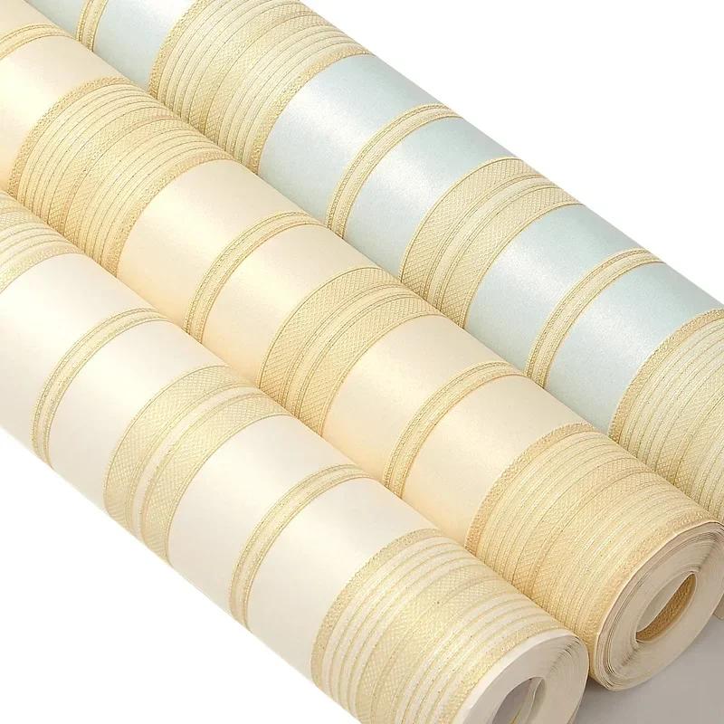 European style minimalist non-woven wallpaper bedroom living room 3D three-dimensional vertical stripe TV background wall decor