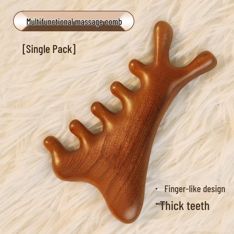 

4-in-1 Sandalwood Scalp Massager & Gua Sha Comb with Meridian Therapy