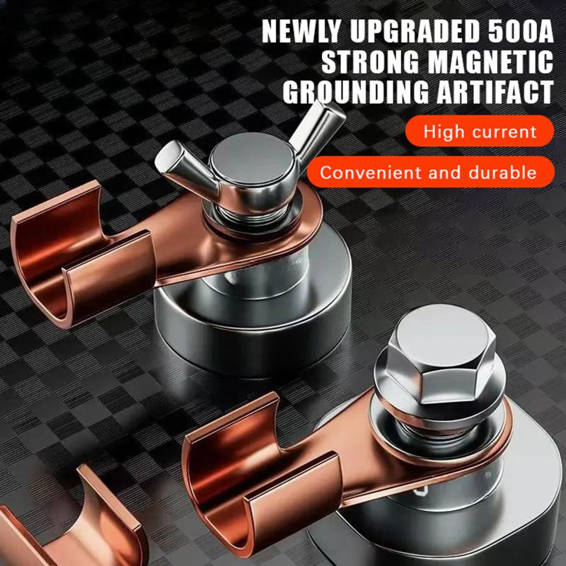 500A Strong Magnetic Grounding Clamp With High Conductivity And Durable Copper Clip Perfect For Welding Auto Repair Work