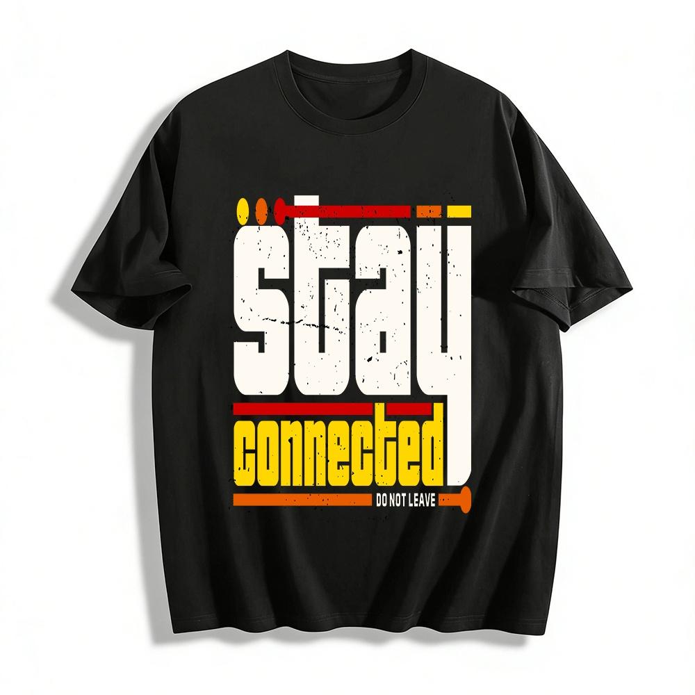 Vintage Style Stay Connected Graphic Casual Tee Pure cotton T-shirt XXS