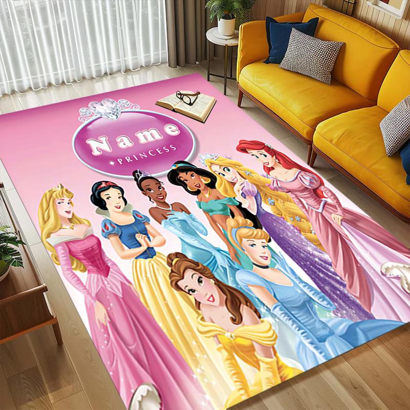 Custom Name Princess Party Living Room Non-Slip Area Rug Soft Carpet for Bedroom Kids Playroom Sofa Office Home Decor Doormat