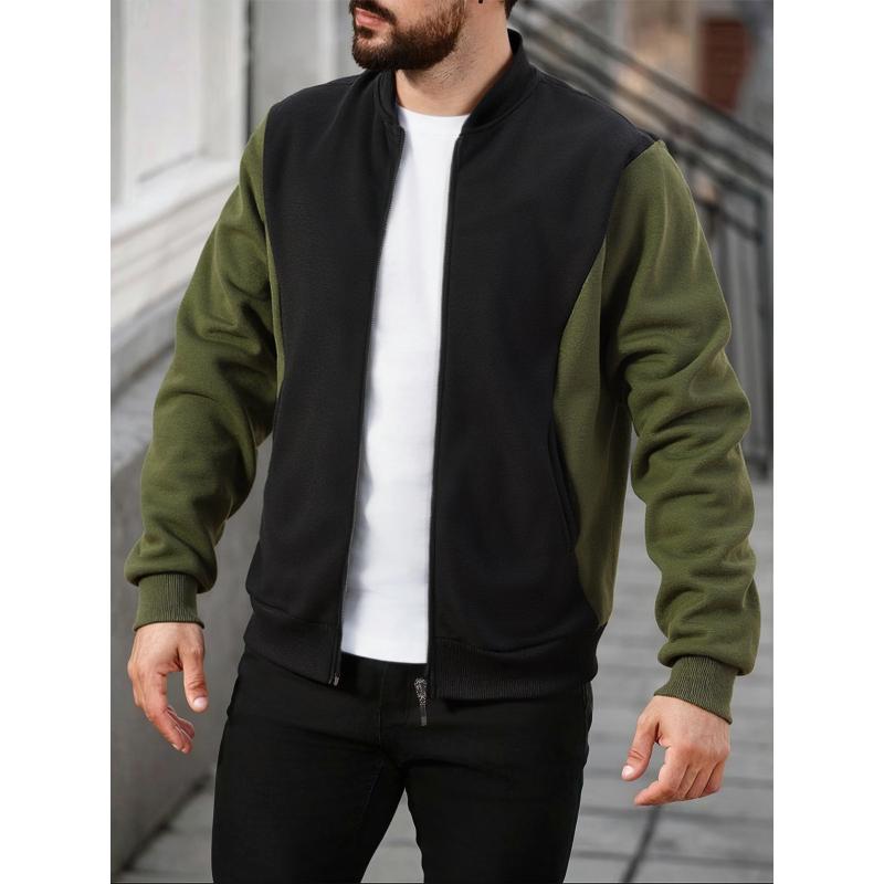Herren Colorblock Hoodie Jacke Einfarbig Schlicht Täglich Vielseitig Lässiger Stil Mode Kleidung Frühling Herbst Neuer Stil