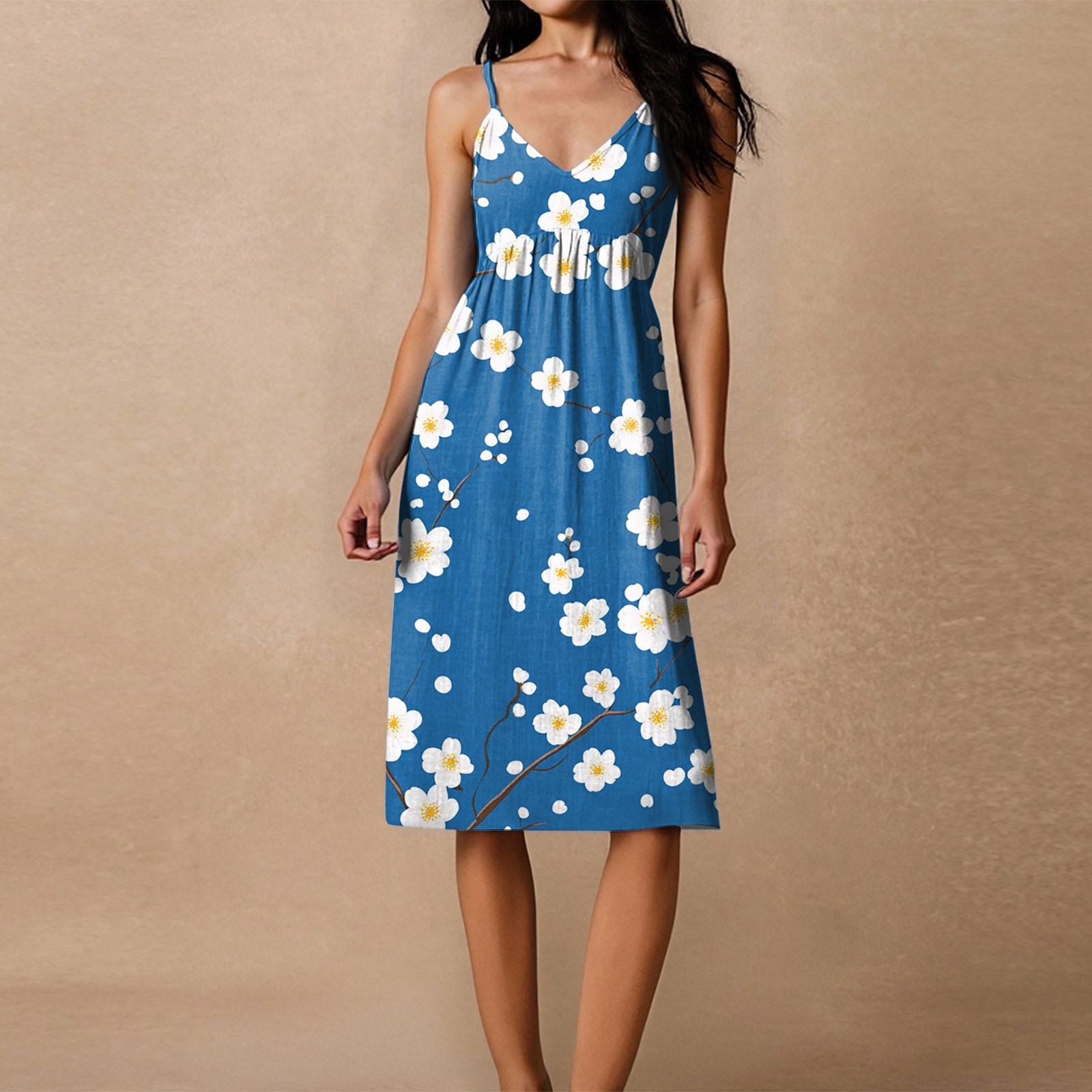 

Женский сарафан на тонких бретелях, с открытой спиной, с бантом, свободный, повседневный, пляжный, для отпуска, с цветочным принтом M циан